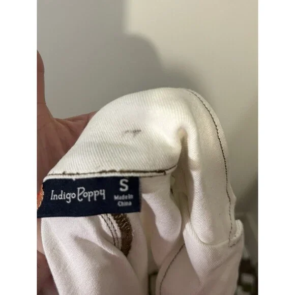 Indigo Poppy White Belted Shirt Dress Button-Down Collared Long Sleeve Size S - Picture 8 of 8